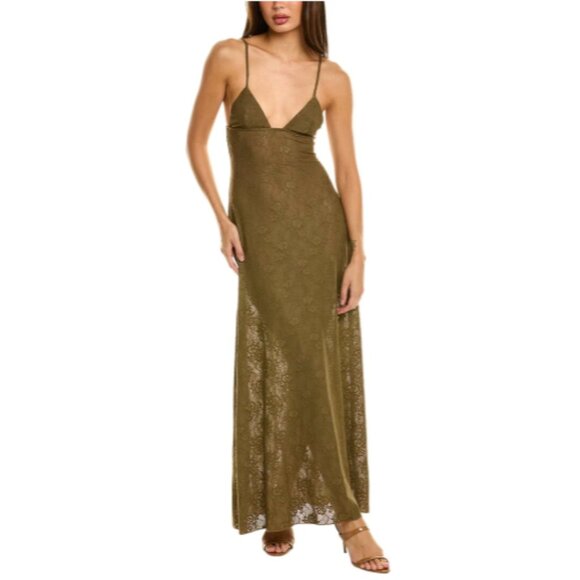 New With Tags! WeWoreWhat - V-Front Midi Dress - Olive Brown - 8 - Picture 1 of 2